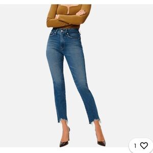 Good American Good Legs Cigarette Jeans Size 4/27 GLSPL67T Blue842 Distressed